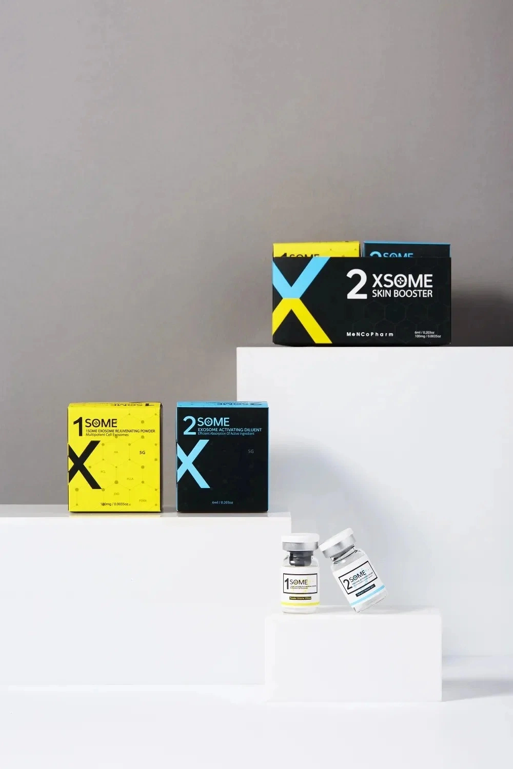 2xsome Exosome polvo potenciador de la piel 1algunos Exosome piel Polvo Booster hialuronato sódico Vitamina C la piel contra piel Skinbooster Winkles inyección de refuerzo