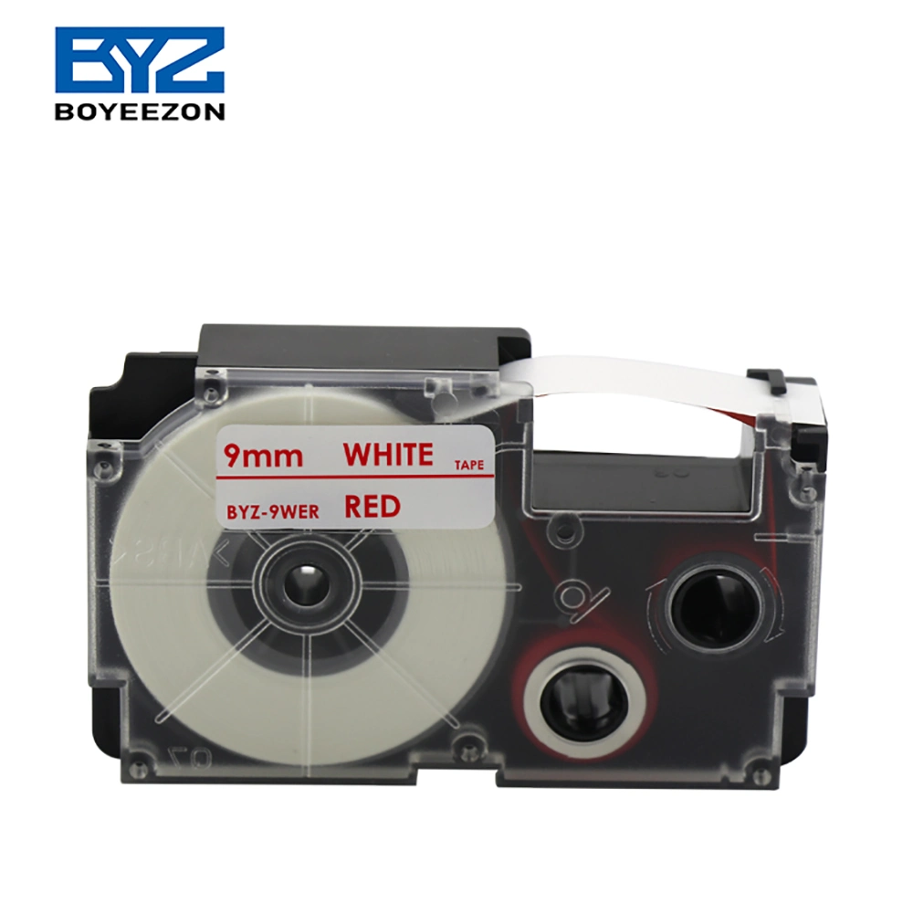 9mm*8m Red on White Byz-9wer Xr-9wer Casio Ez Label Printer Tape Cartridge