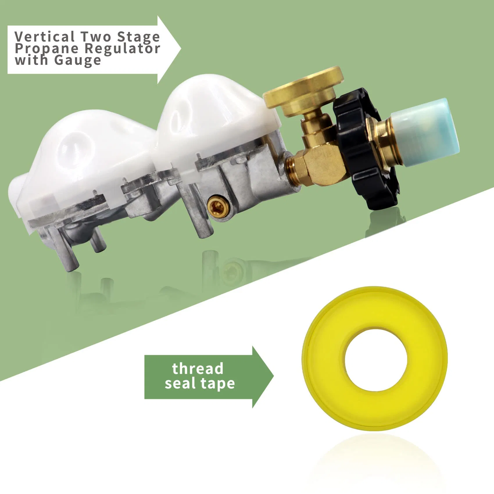 De entrada de Pol 2 de la etapa del regulador de gas propano con manómetro para remolque RV Depósito Cilindro de gas de 3/8" NPT para tubería estufa de gas