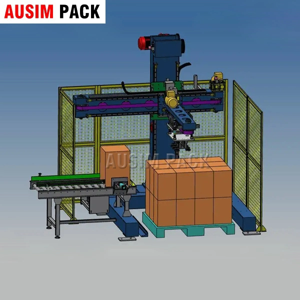 La línea de envasado totalmente automático erector de cartón, sellado y caso Packer Palletzier Máquina de embalaje Automáticas para la línea de producción de comida y bebida