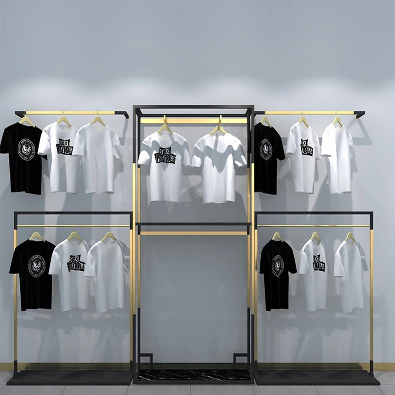 Gold Stainless Steel Metal Hanging Rack Wall Mounted Display Racks for Clothing Store