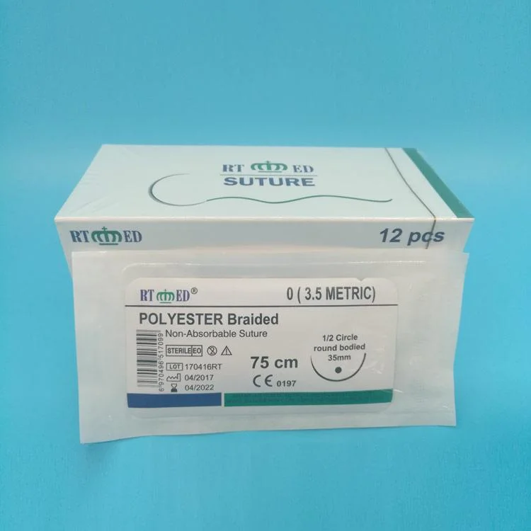 Sutura cirúrgica estéril com agulha Non-Absorbable sutura poliéster USP2-7/0