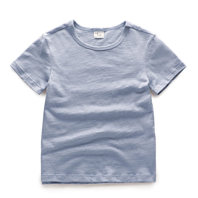 Les filles T-Shirt enfants's shirts en coton Slub Tops Kids garçons Tees T-shirts de couleur unie