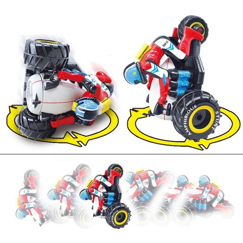 OEM/ODM Scooter des eaux Moto télécommandée Rotation à 360 degrés 2.4G Voiture de cascade de course télécommandée étanche amphibie Jouets de moto pour enfants Modèle de moto R/C.