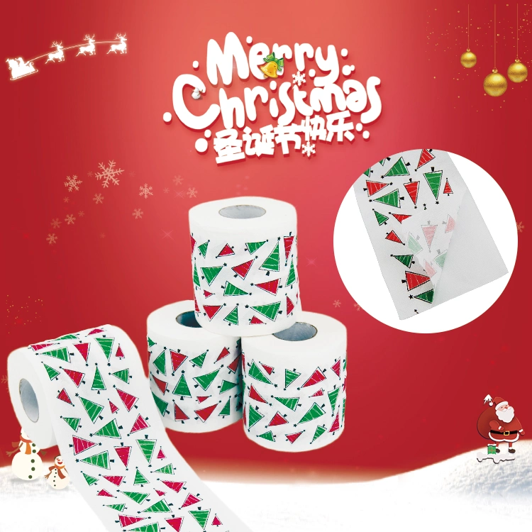 ¡Venta caliente! ! Papel higiénico de pulpa de madera virgen de Merry X'mas patrón especial para la diversión y la fiesta papel higiénico y toallitas de limpieza