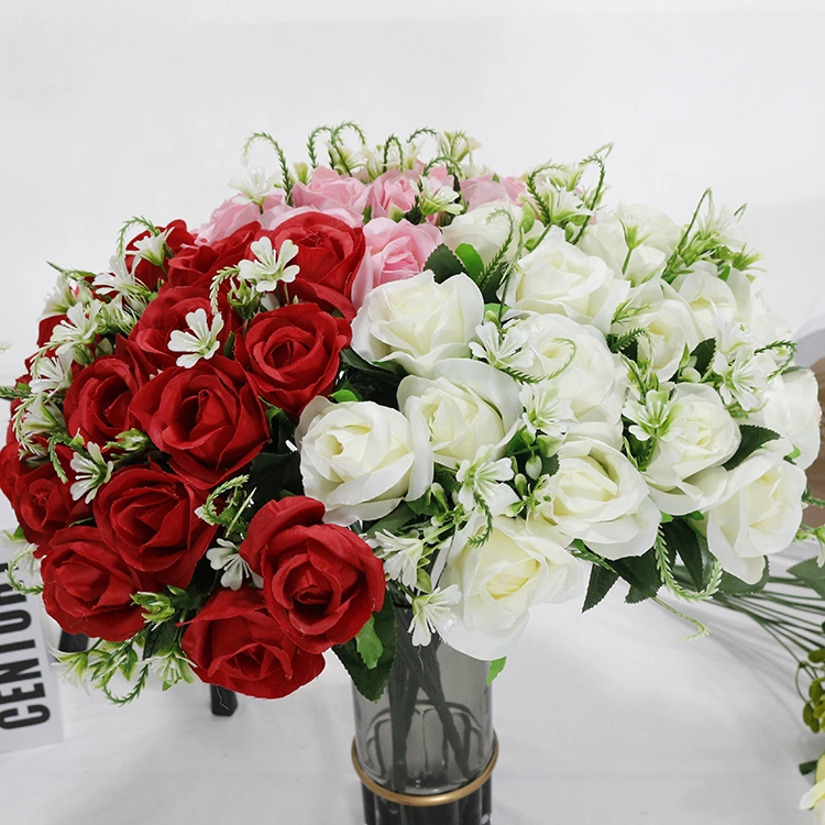 Amazon Boda Rosa Flores ramos OEM/ODM Servicio de flores artificiales Mayorista Flores artificiales de alta calidad