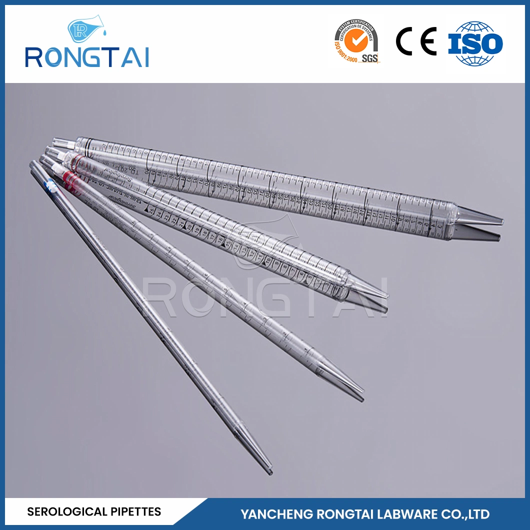 Rongtai High-End Laboratory Plastic Ware Fabricators PS 10ml Serological Pipettes China 25ml 50ml 100 Ml Serological Pipette