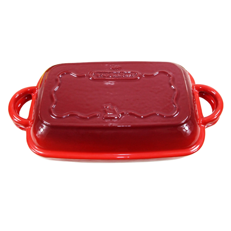 L'émail double utilisation de la fonte des ustensiles de cuisson cuisinière Combo Rôtissoire Baking Pan Pot avec couvercle à double usage