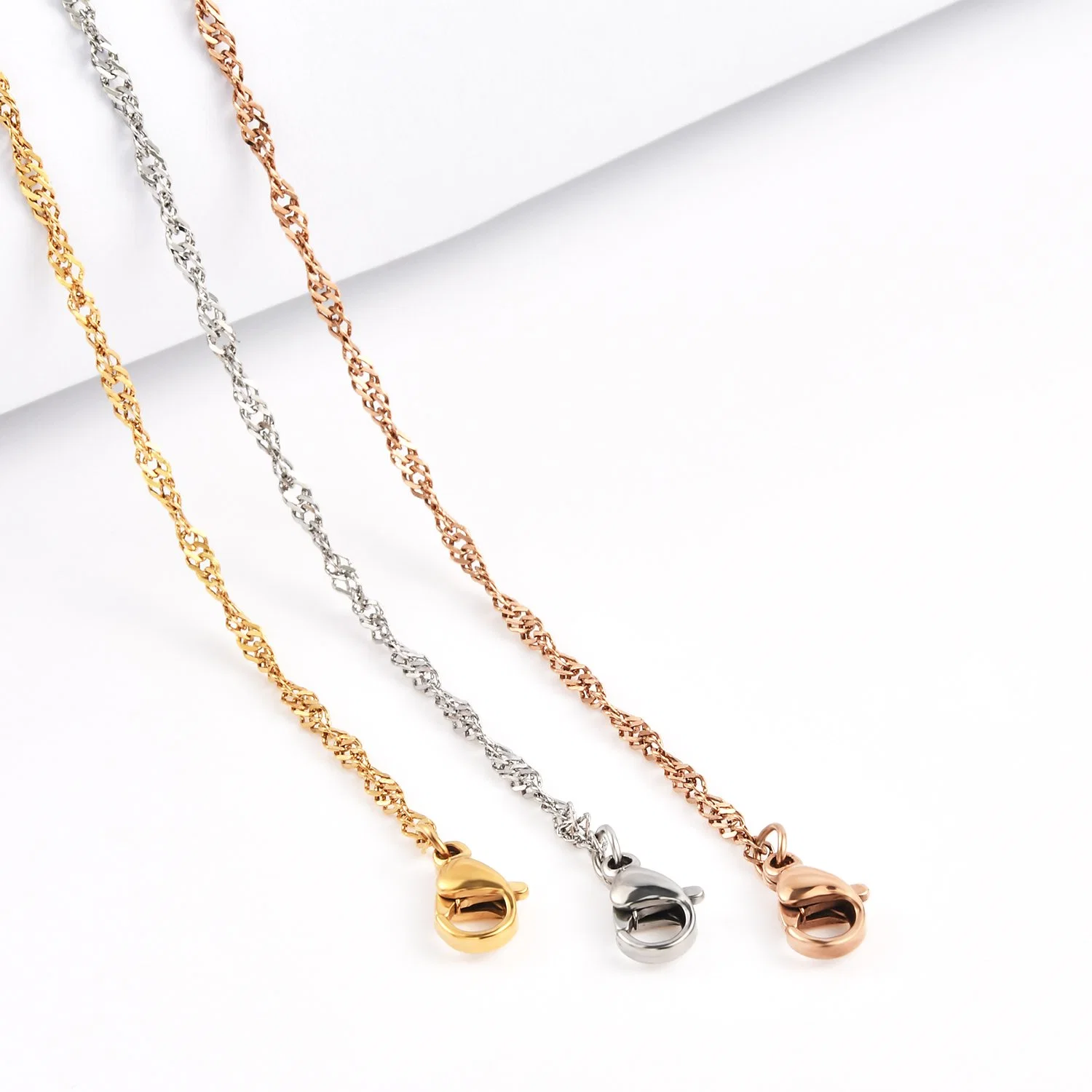 Wholesale/Supplier Fashion Gold Plated Stainless Steel Singapore Chain Necklace Jewellery for Women Fashion Jewelry Making