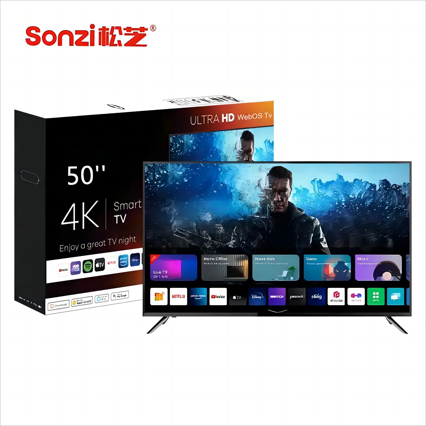 Slim Frame 50 pouces LED TV Système Android Smart TV Télévision numérique sans cadre WiFi