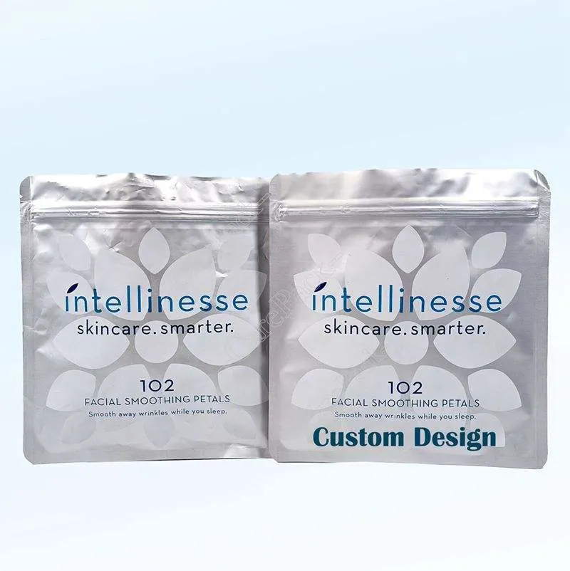 Custom Mylar Aluminum Foil Materials Facial Mask Storage Three Side Seal Zipper Packaging Bag