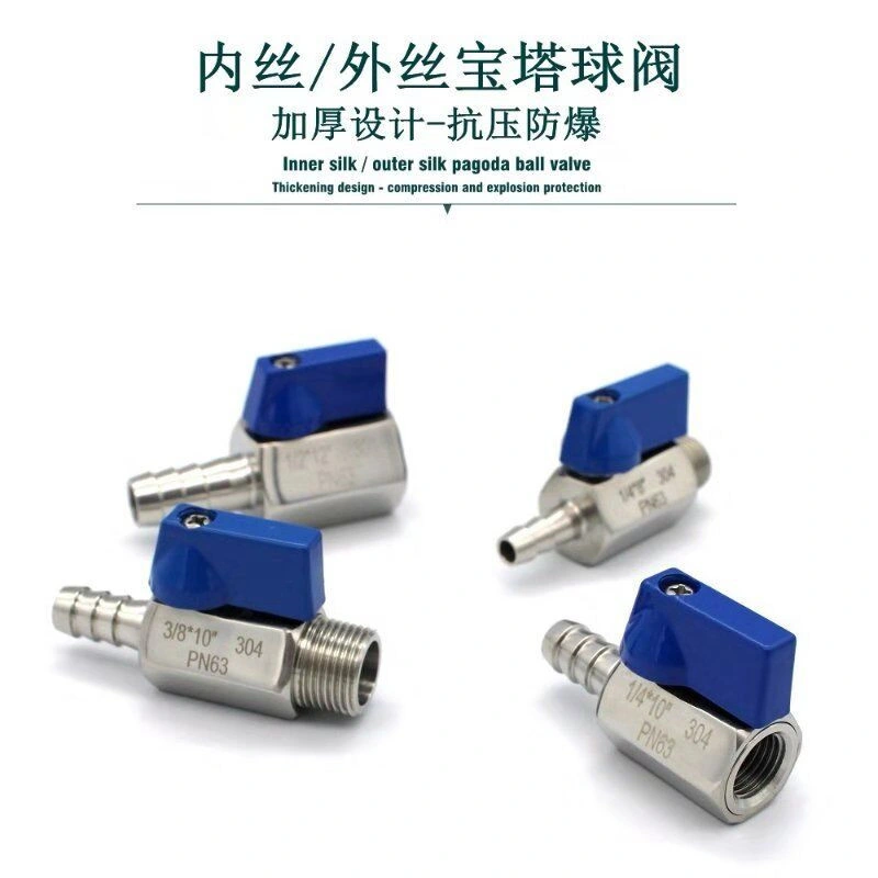 Male Threaded SS304 SS316 Butterfly Handle External Thread Stainless Steel Brass Mini Ball Valve for Hose and Pipe