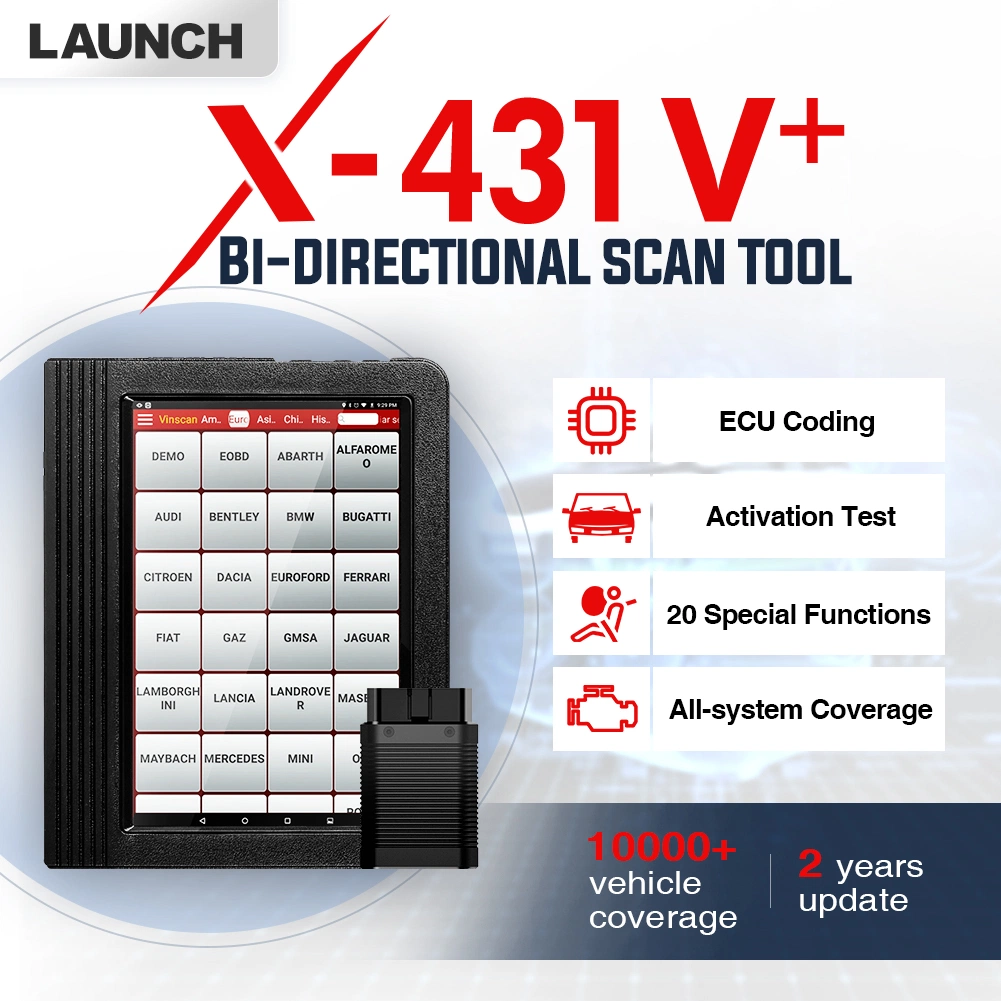 Launch X431 V + de 10 pulgadas de pantalla de Bt de Escáner Escáner de diagnóstico automático para todos los coches con función de grabación de Vin Launch X431 euros PRO 5 Función de guía de codificación de la ECU