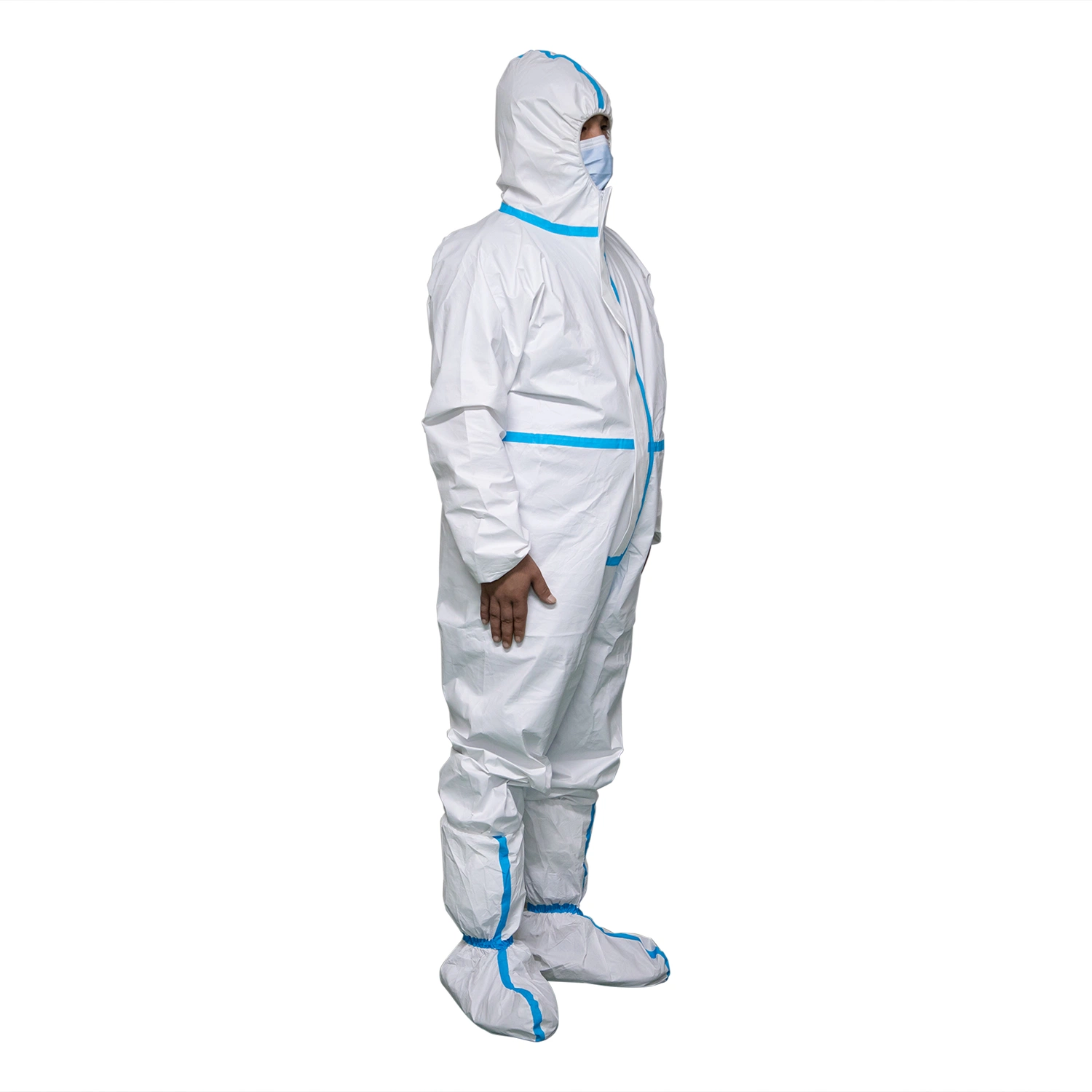 White Coveralls Medical PPE 63GSM Disposable Coverall Type 4 5 6 En14126 Protective Clothing