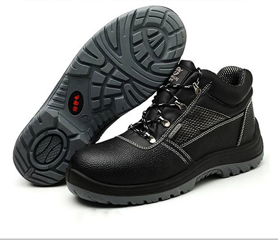 Black Leather PU Sole Safety Shoes Anti Static for Industrial