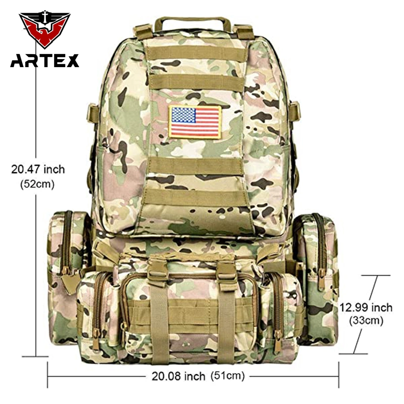 Personaliza a mochila táctica militar Army Rucksack 60L Large Assault Pack Saco de Molle amovível OEM