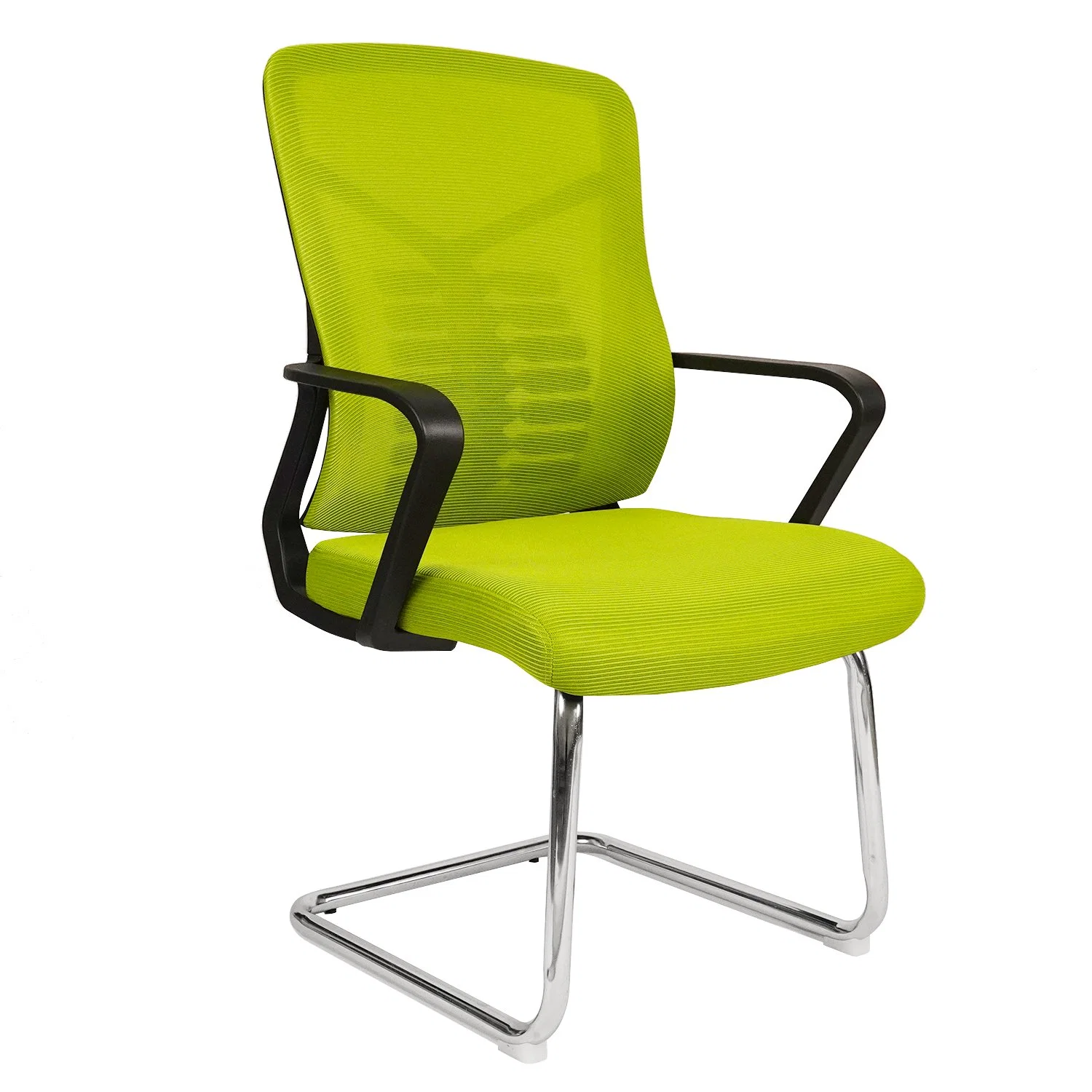 New Design Beautiful Color Mesh Visitor Chair Black Painted Bow Shape Steel Tube Base Fixed Office Furniture