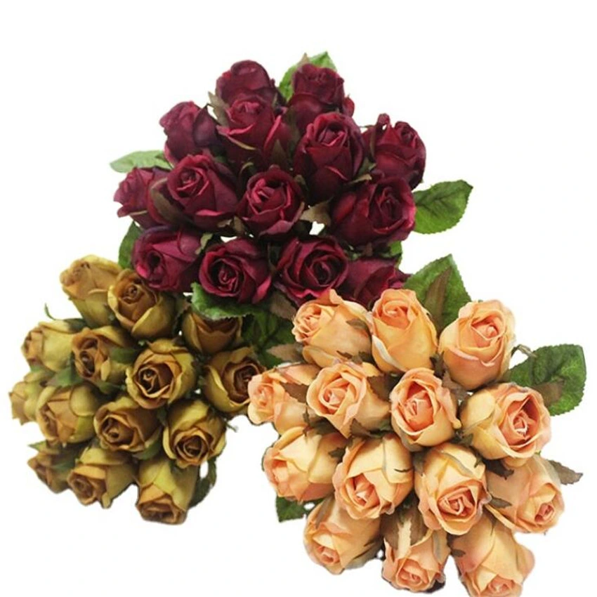 Decorative Flowers Bouquet Artificial Rose Silk Rose Bunch Artificial Flowers