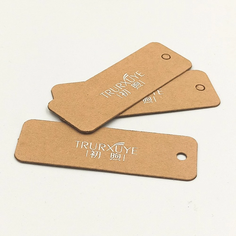 Custom Printed Logo Labels Black Card Gold Foil Garment Hang Etiquetas