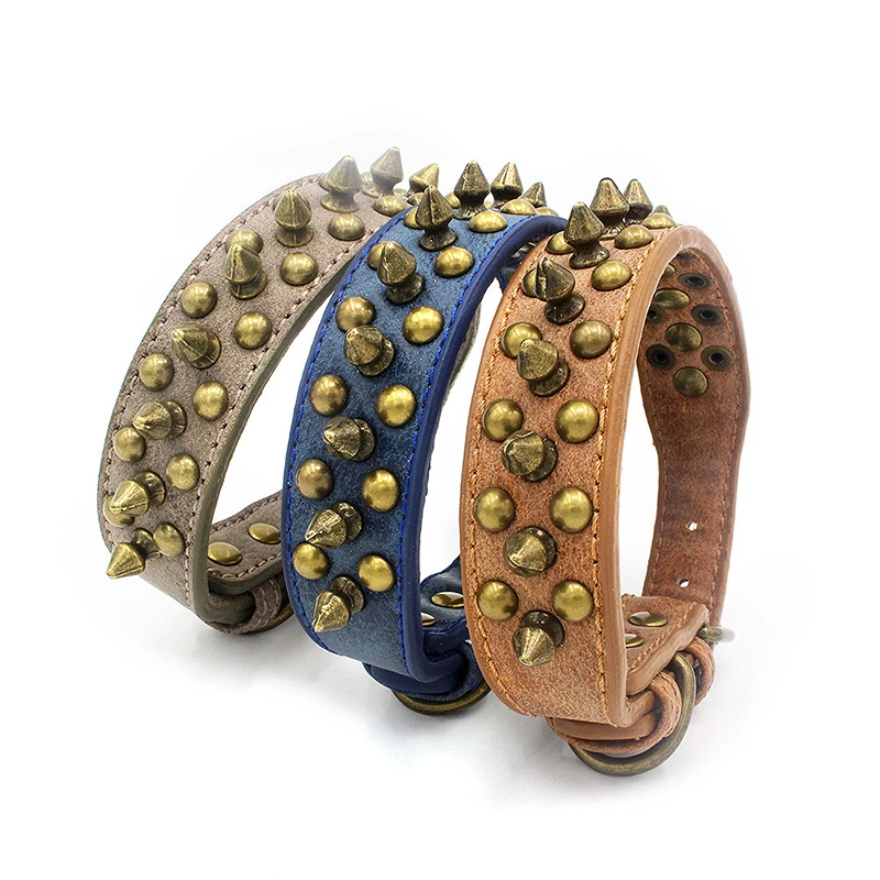 Studded Tactical Spike Leather Pet Tie Pet Collar