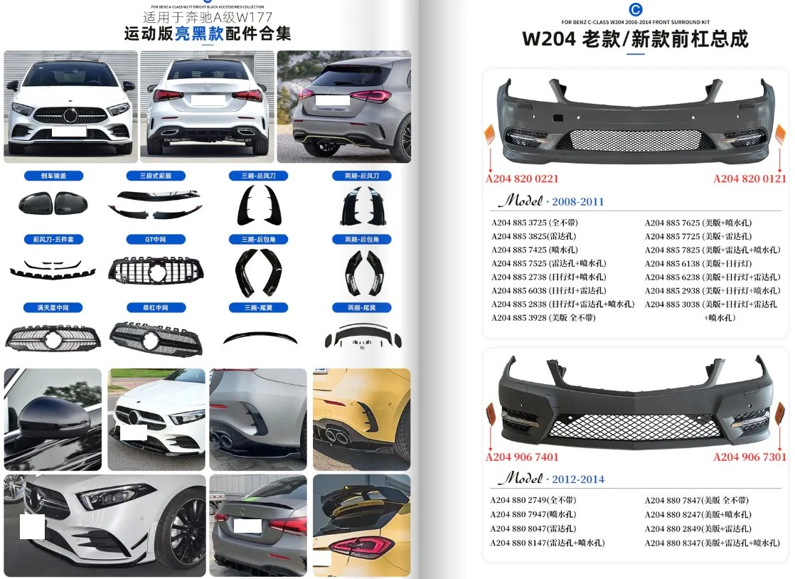 Bumper Parts/Body Parts/Body Kits/Front Bumper/Rear Bumper/Grille/Lamp Case/Spoiler for Benz W204-2008-2011