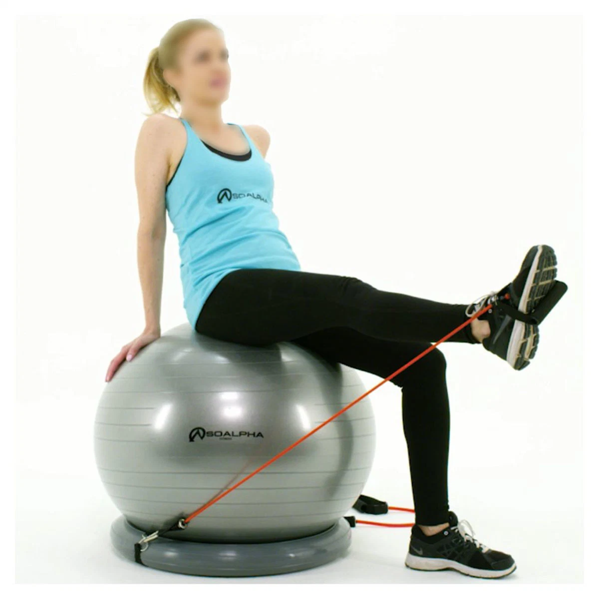 Yoga und Pilates Übung Ball Chair System 65 cm Ball mit Stability Base und Workout Widerstandsbänder für Fitness-Studio, Home oder Office Bl13023