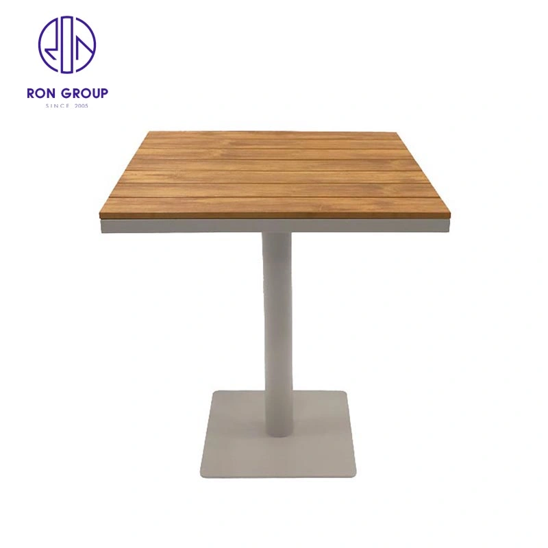 10% Rabatt Beliebte Outdoor Restaurant Tisch Aluminium Rahmen mit Kunststoff Wood Square Esstisch