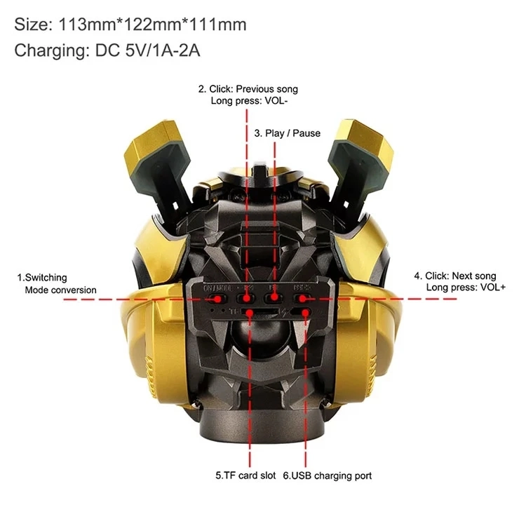 LD-Bumblebee daño de guerra Mayoreo Diseño de la Yute Mini Audio portátil inalámbrico Altavoz para exteriores de alto volumen Bluetooth para subwoofer