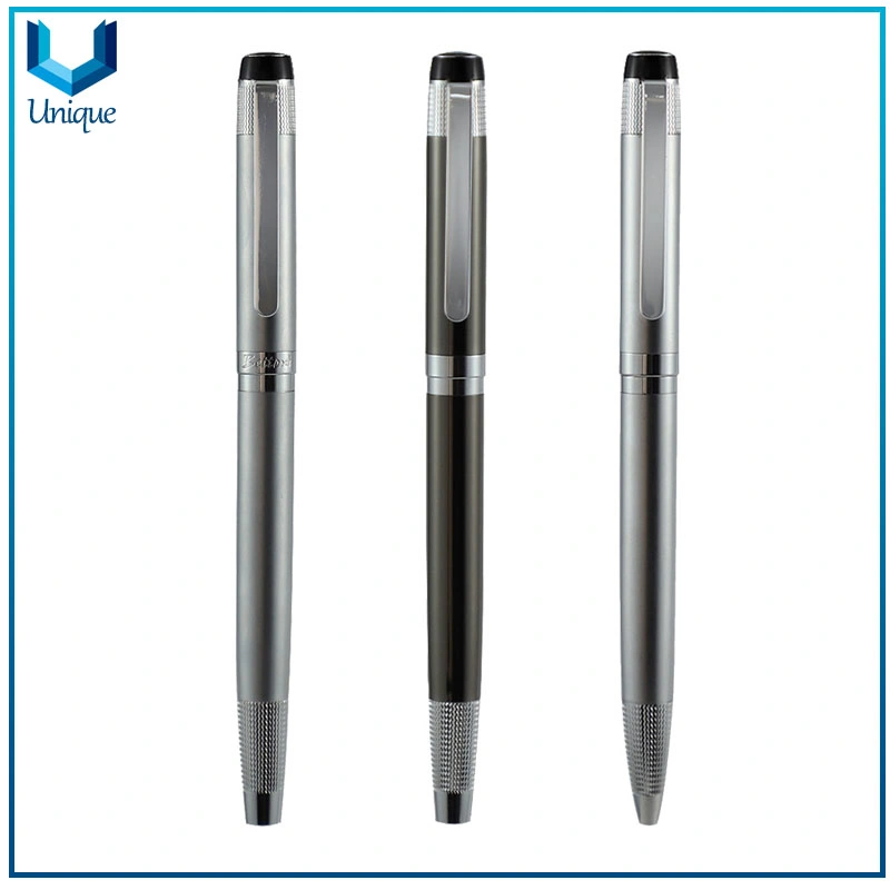 Company Gift Promotional Ball Pen Customized Logo Black Silver Classic Business Style Metal Body Twist Ballpoint Pen