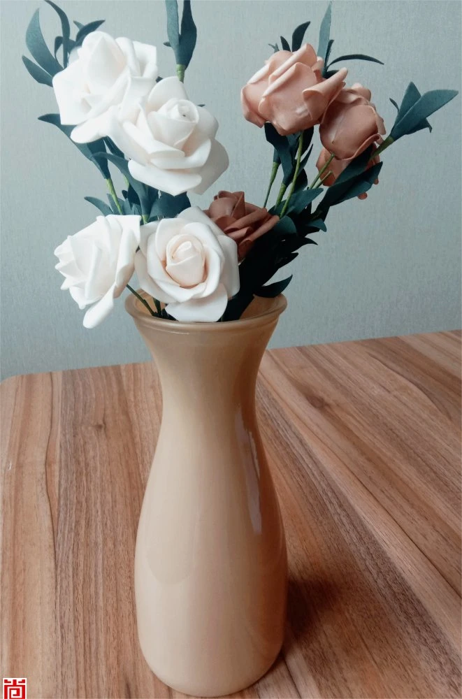 Special Color Handmade Glass Vase with Flower for Home Decor