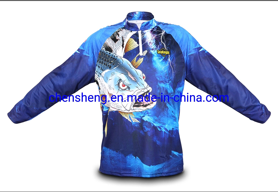 Fishing Clothes Custom UV Protection Heat Transfer Long Sleeve Fish T Shirt for Sea Boat Sailing Beach