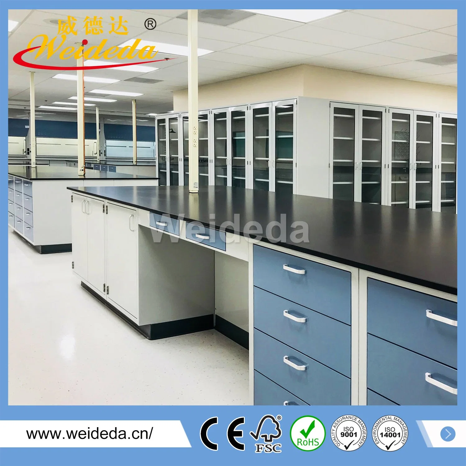 HPL Chemical Resistant Black Laboratory Bench Top for School