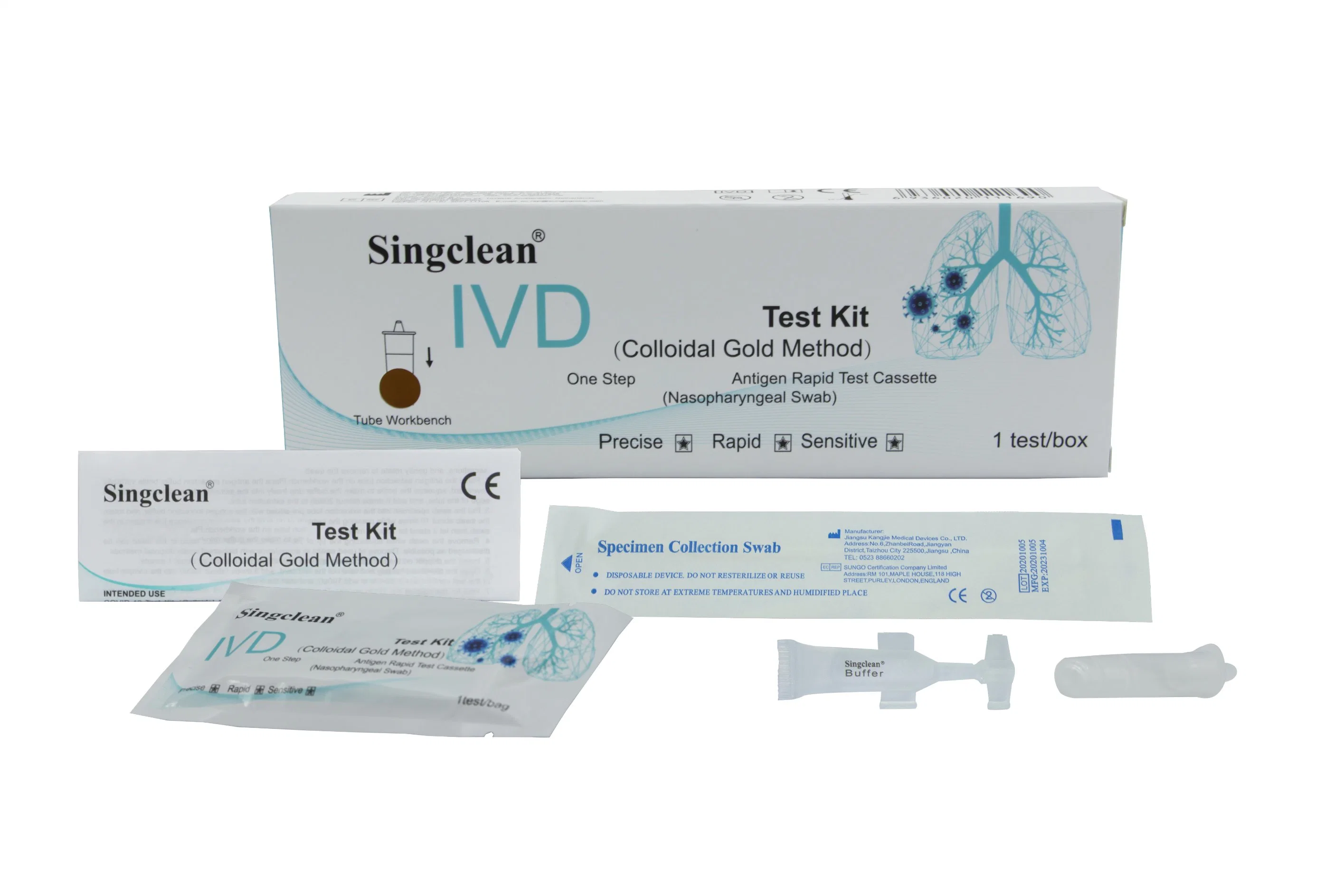 Prueba de hisopo nasofaríngeo con antígeno de especificación múltiple SingClean para un uso sencillo de CE