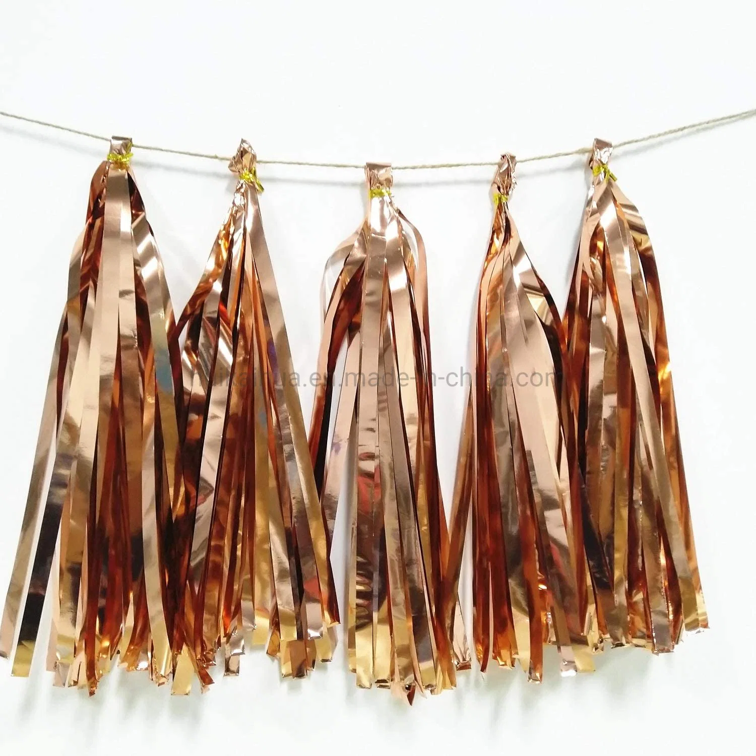 Hkh Party Decoracion Shiny Rose Golden Color Paper Tassels Banner Garland