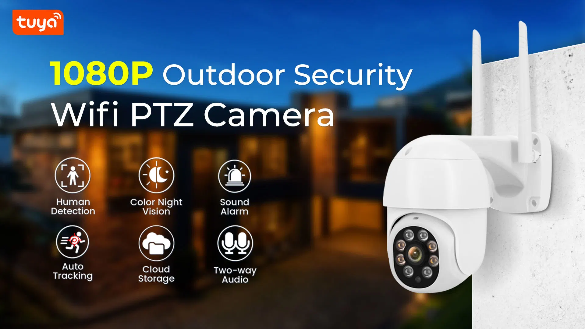 دقة كاملة 1080p تلقائي التتبع بدقة 1080p كشف الإنسان اللاسلكي سمارت Tuya كاميرا CCTV PTZ WiFi