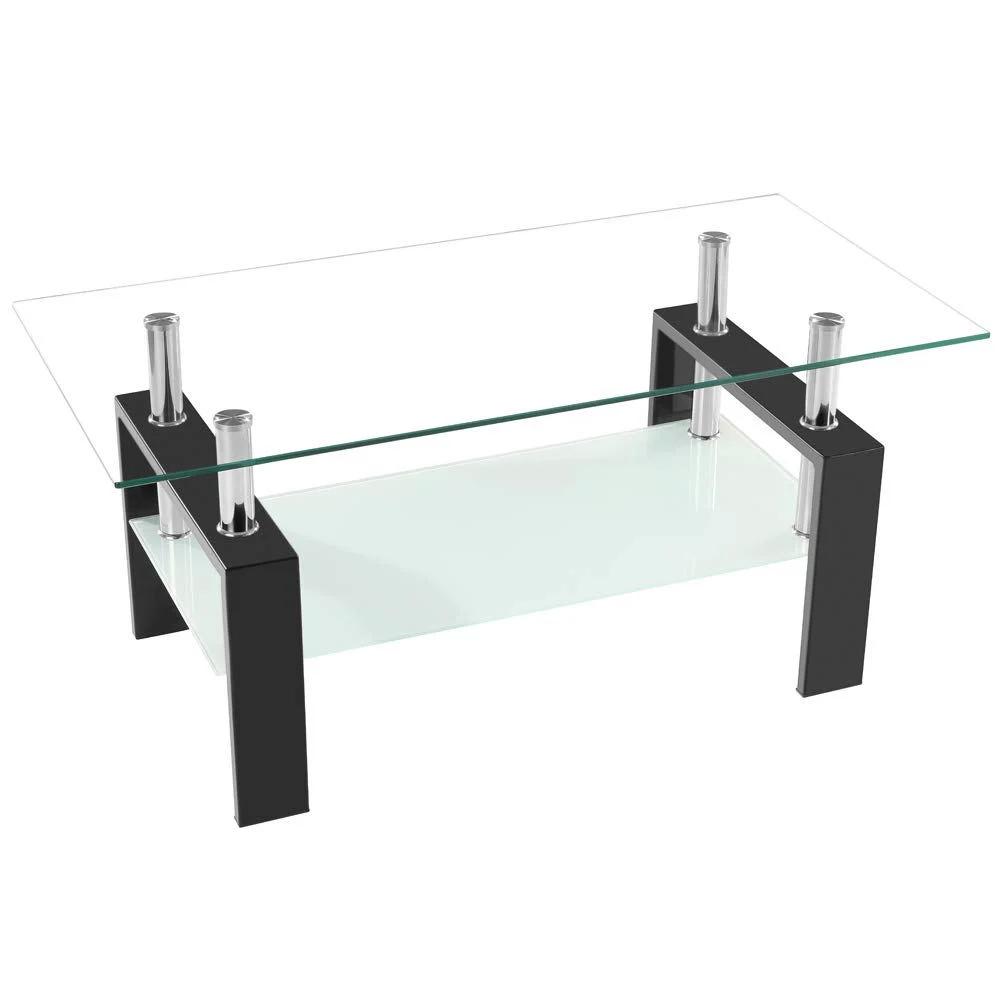 Neues Design Moderne Schwarze Quadratische Glas Couchtisch Wohnmöbel Sofa-Beistelltisch