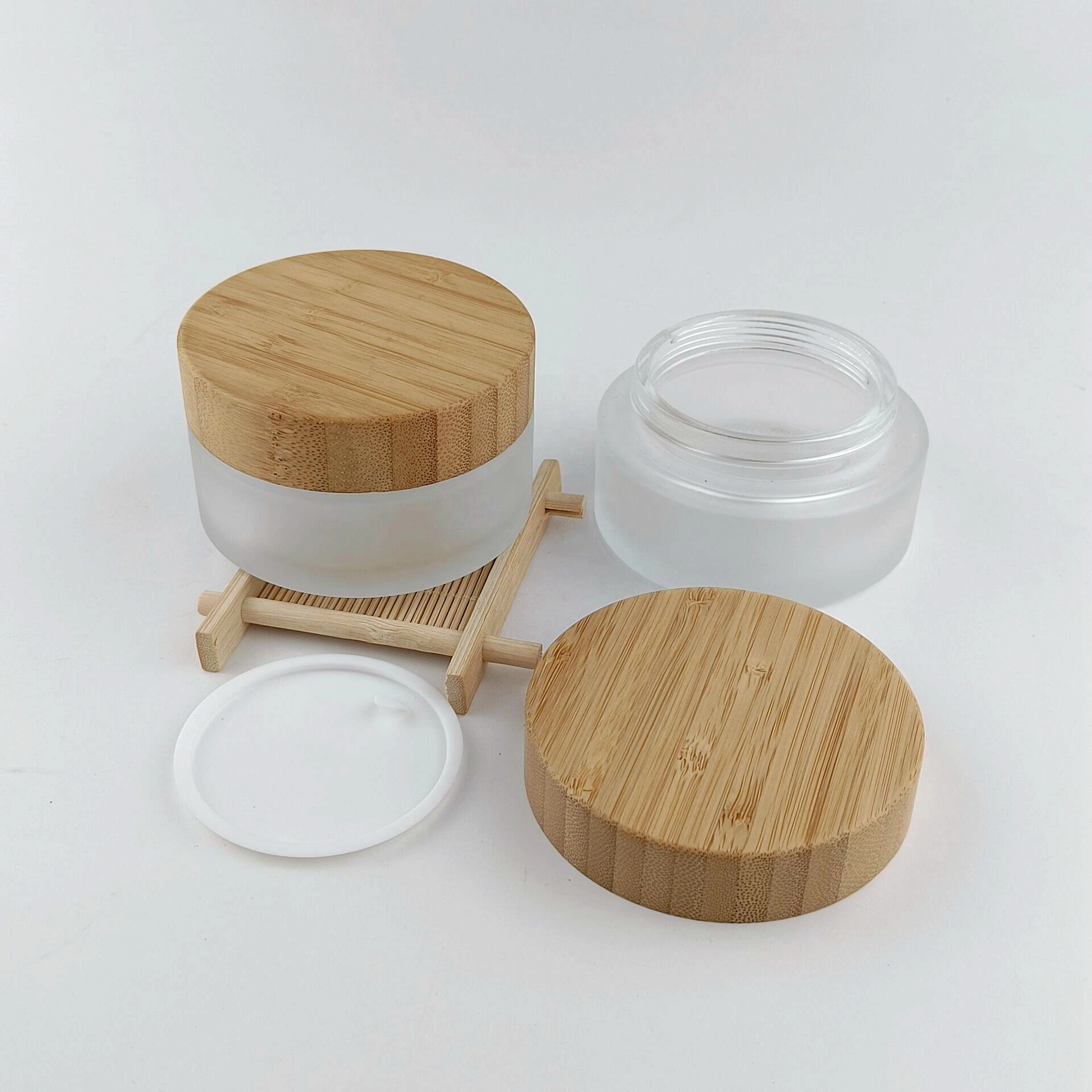 Eco-Friendly Plastic Body Skin Care Lotion 100ml Cream Jar with Bamboo Lid