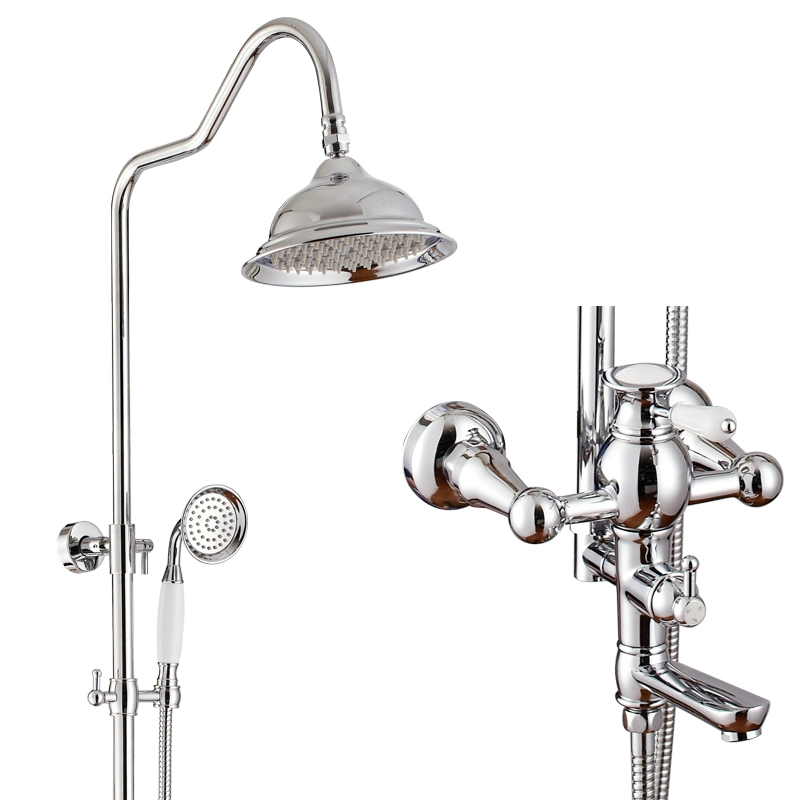 Chrome White Painting Brass Bath Faucet Bathroom Shower Set with Shower Head