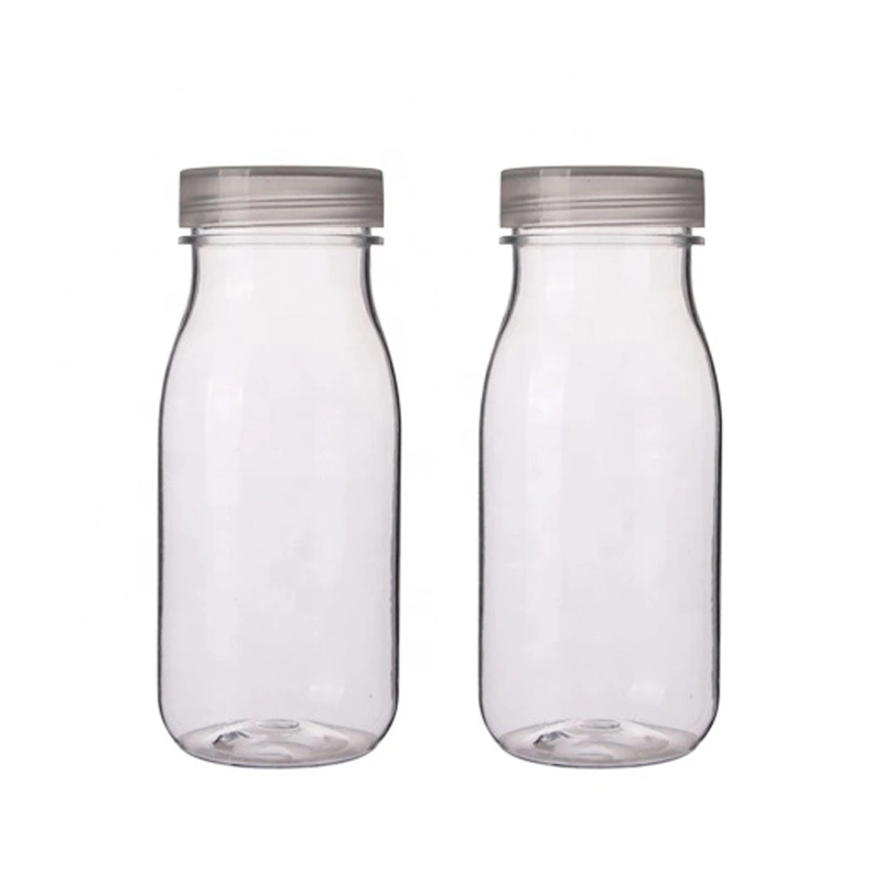 Food Grade 200ml 250ml 300ml Clear Pet Beverage Bttle Plastic Milk Bottle with PP Screw Cap