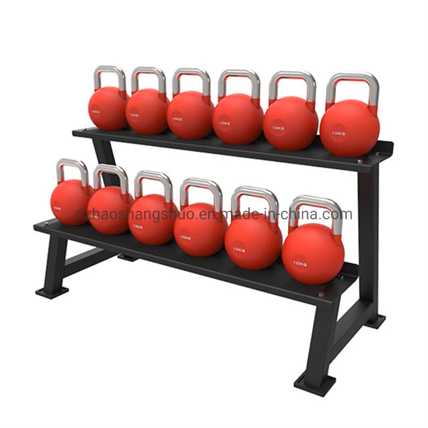 Commercial horizontal Kettlebell équipement de fitness Body Building Accessoires de gym 2 Étagères de rangement Kettlebell