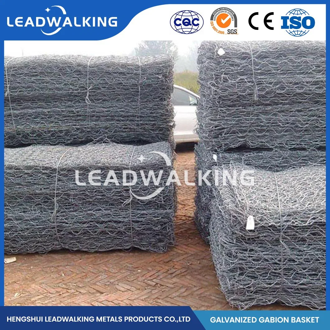 Leadwalking 100X150mm Mesh Metal Hexagonal Gabion Stone Cage Factory Civil Engineering Galvanized Wovean Gabion China Woven Galvanized Hexagonal Gabion