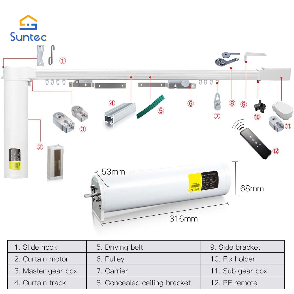 WiFi Zigbee Tuya Smart Curtain Motor Track Customized System