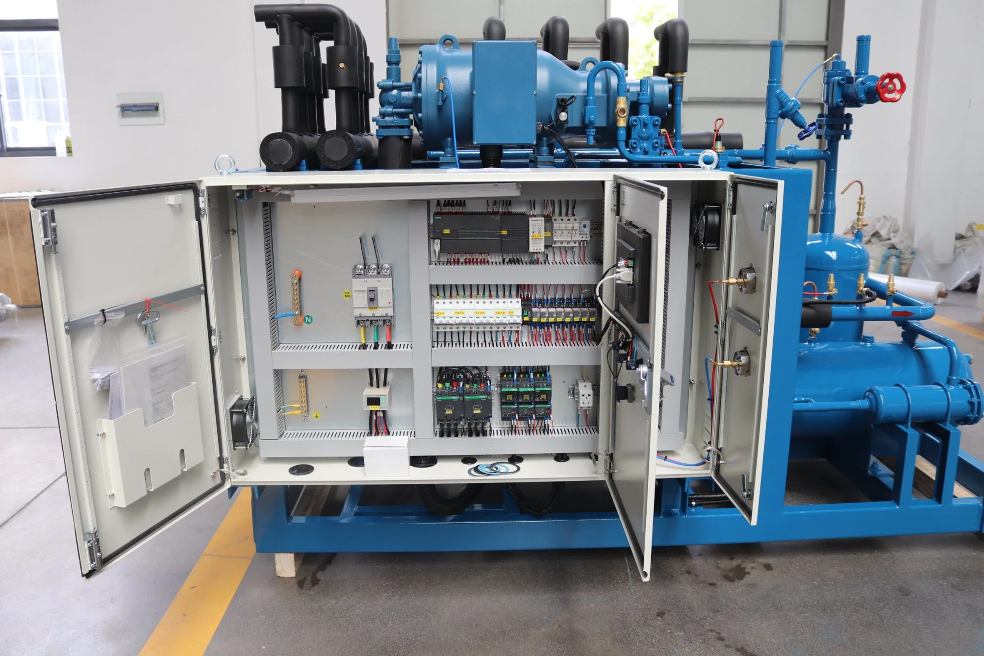 70HP Condensing Unit with Single Frascold Screw Compressor for Frozen Fish Cold Storage