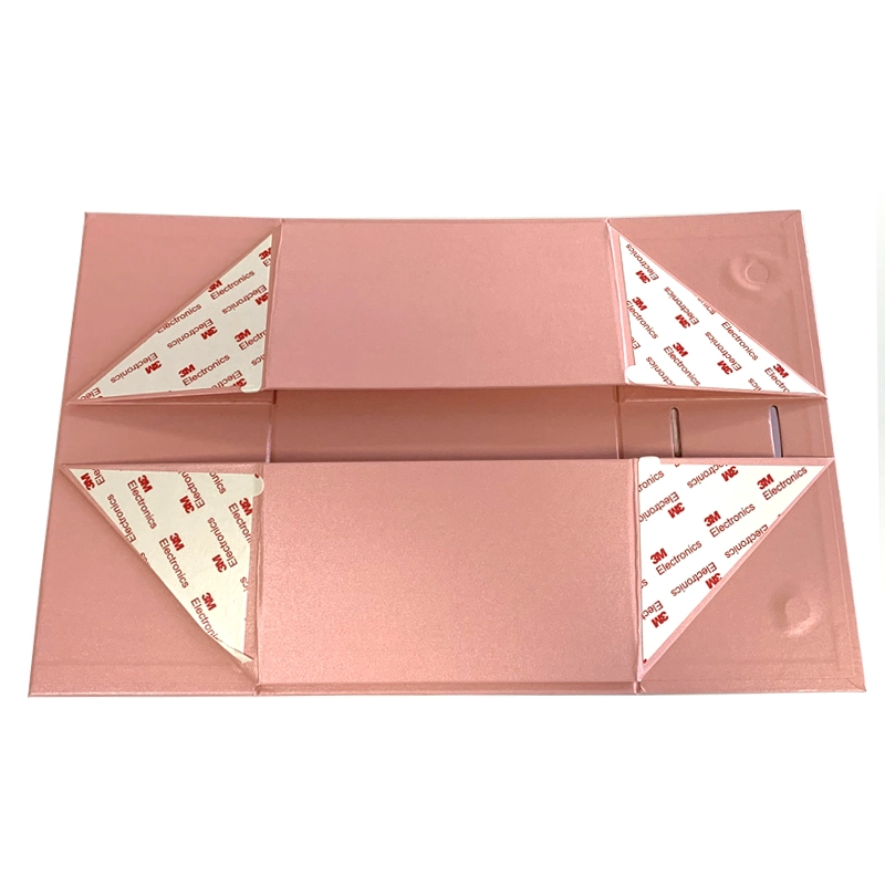 Custom Printing Cardboard Carton Packaging Magnetic Pink Folding Box with Ribbon Gift Jewelry