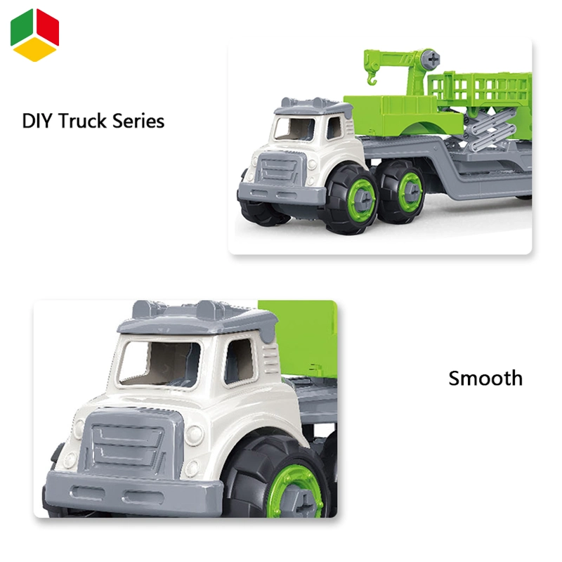 QS Popular New Design Children Wholesale/Supplier Kids Simulation Assembly Car Toy DIY Plastic 3 in 1 Combination Sanitation Vehicle Car Set Toys