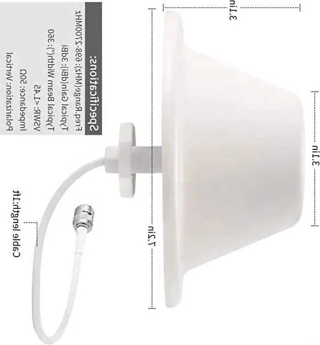698-2700MHz Low Pim Ceiling Antenna Indoor Omni Antenna for Signal Repeater System.