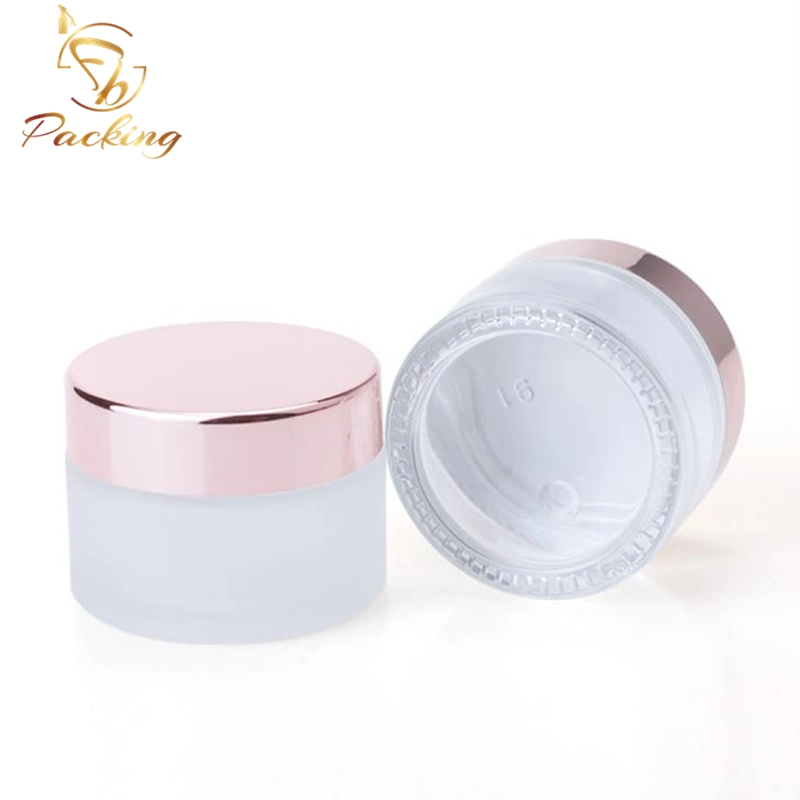 Wholesale/Supplier Empty Cream Bottle OEM Colorful 50ml Matte Frosted Glass Cream Jar with Aluminum Cap