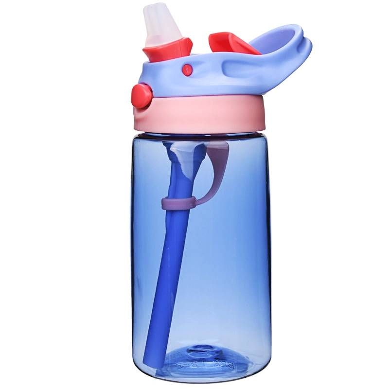 Bouteille d'eau personnalisée mignonne avec logo imprimé et paille pour enfants sans BPA.