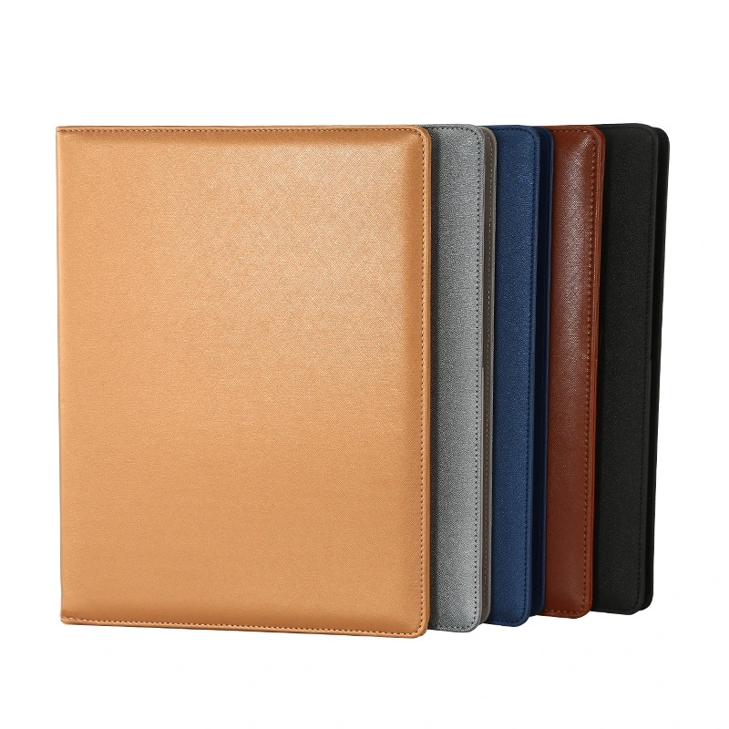 حقيبة مخصصة من الجلد Zipper A4 Ring Binder faux PU Presentation Portfolio