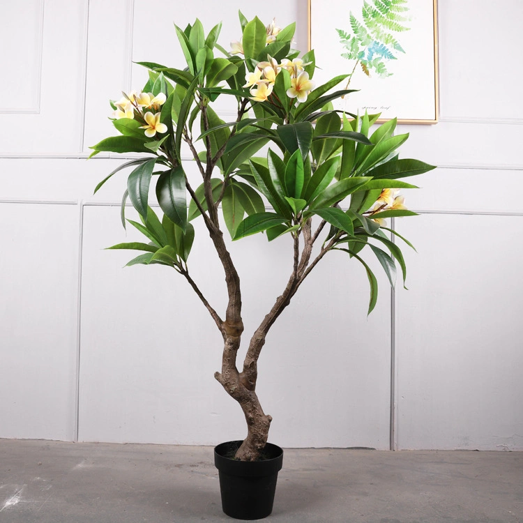 Frangipani Potted Tree for Indoor Outdoor Decoration Artificial Green Plant Vintage Luxury Space Casual